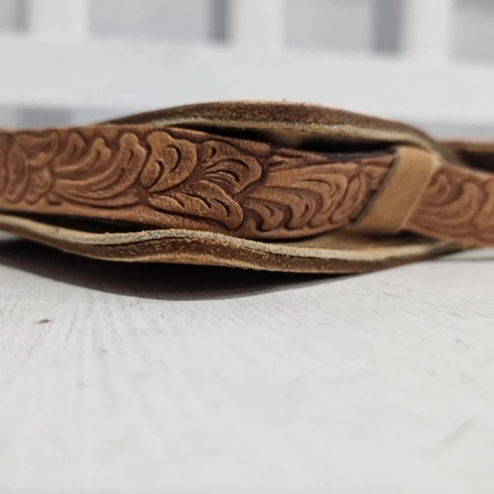 Handmade Embossed Floral Tan Leather Children's Mini Bag